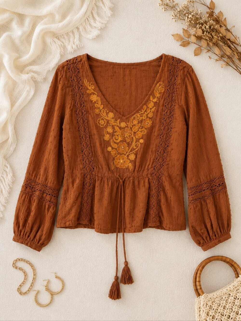 Idyllwind By Miranda Lambert Boho Western Embroidered Top Sz L